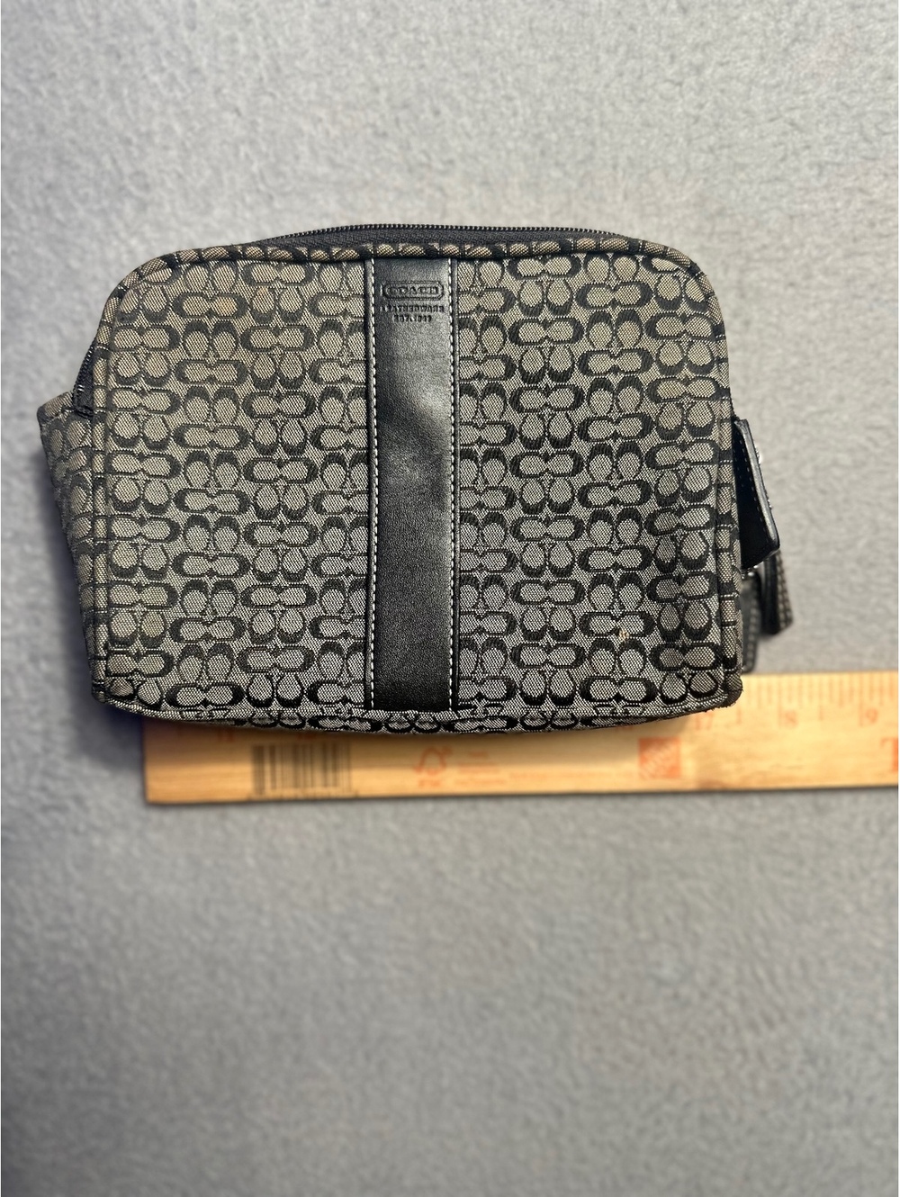 Vintage Coach Black Signature Jacquard Double-Zip Pouch Wristlet